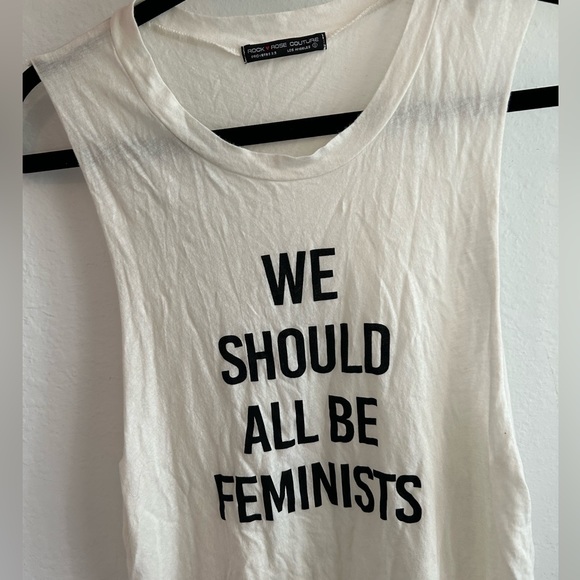 “We Should All Be Feminists” White Muscle Tank - Picture 2 of 3
